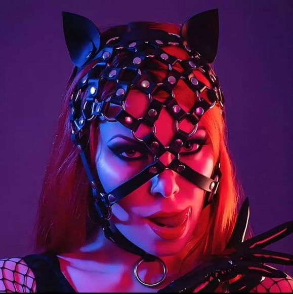 Naughty Nights Adult Leather Cat Mask - Picture 2 of 3